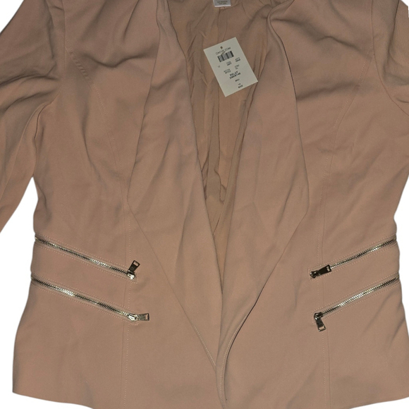 NWT VTG Women's Cache Blazer, SZ 14, Blush Pink Gold Zipper Detail - Picture 2 of 7